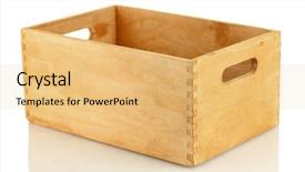  Presentation with flowers on white wooden - Slide deck enhanced with empty wooden crate isolated background and a yellow colored foreground