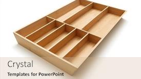  Presentation with cutlery - Presentation theme with empty-wooden-drawer-cutlery-tray background and a coral colored foreground