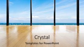  Presentation with sea floor - Slide deck featuring empty wooden floor with background of sea background and a soft green colored foreground