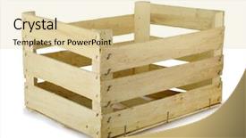  Presentation with empty palm fruit bunch - PPT theme consisting of empty wooden fruit crate isolated background and a blonde colored foreground