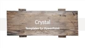  Presentation with path in woods - Slide set enhanced with empty wooden sign on white background and a gray colored foreground