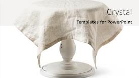  Presentation with stand - Presentation theme enhanced with empty-wooden-stand-for-cake background and a soft green colored foreground