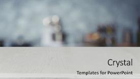  Presentation with empty of wood table top - Presentation design featuring empty wooden table and blurred background and a light gray colored foreground