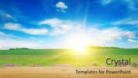  Presentation with blue food - Cool new presentation theme with field and bright blue sky backdrop and a yellow colored foreground