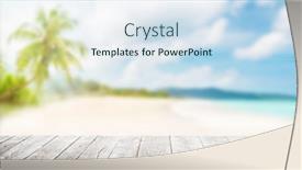  Presentation with empty - Slide set featuring empty-wooden-table-or-pier background and a sky blue colored foreground