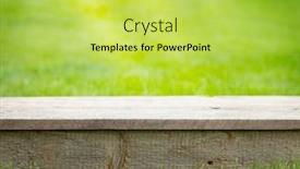  Presentation with product - Colorful slide deck enhanced with empty-wooden-table-with-outdoor backdrop and a yellow colored foreground