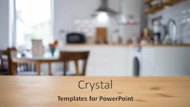  Presentation with kitchen - Slide set featuring empty-wooden-tabletop-and-blurred background and a coral colored foreground