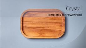  Presentation with minimal - Theme enhanced with empty-wooden-tray-on-textured background and a light blue colored foreground