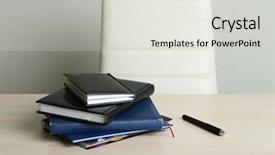  Presentation with workplace - Audience pleasing presentation theme consisting of empty workplace in office on gray background backdrop and a light gray colored foreground