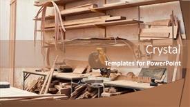  Presentation with workshop - Cool new slide set with empty-workshop-with-stock backdrop and a coral colored foreground