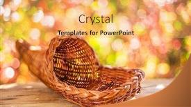  Presentation with woven - PPT theme having empty-woven-basket background and a yellow colored foreground