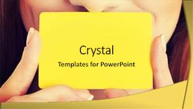  Presentation with calling card for personal of recruiter - Beautiful PPT theme featuring card over woman's face backdrop and a white colored foreground