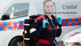  Presentation with paramedic - Cool new presentation theme with amublance driver - beautiful young female paramedic carrying backdrop and a lemonade colored foreground