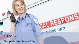 Presentation with ambulance - Presentation design featuring talking on radio with ambulance background and a light blue colored foreground