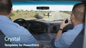  Presentation with windshield - Colorful PPT theme enhanced with paramedics looking through windshield backdrop and a ocean colored foreground