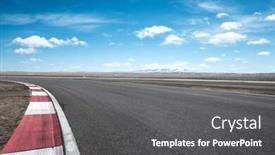  Presentation with asphalt road - Colorful PPT theme enhanced with emtpy asphalt road and snow mountains in blue cloud sky backdrop and a dark gray colored foreground