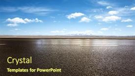  Presentation with asphalt road - Colorful slide set enhanced with emtpy asphalt road and snow mountains in blue cloud sky backdrop and a tawny brown colored foreground