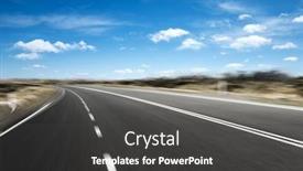  Presentation with asphalt road - Slide deck having emtpy asphalt road and snow mountains in blue cloud sky background and a dark gray colored foreground