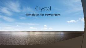  Presentation with asphalt road - Slide set consisting of emtpy asphalt road and snow mountains in blue cloud sky background and a teal colored foreground