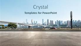  Presentation with blue marble - Audience pleasing presentation theme consisting of emtpy marble floor with cityscape of chongqing in blue sky backdrop and a sky blue colored foreground