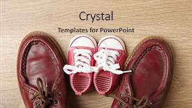  Presentation with manufacture shoes - Colorful slides enhanced with emulation - big and small shoes backdrop and a lemonade colored foreground