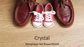  Presentation with shoes - Theme with emulation - big and small shoes background and a soft green colored foreground