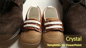  Presentation with machine shop floor - PPT theme with emulation - big and small shoes background and a  colored foreground