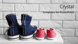 Presentation with old wooden table food - Audience pleasing slide set consisting of emulation - big and small shoes backdrop and a light gray colored foreground