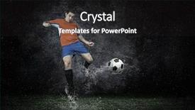  Presentation with gravity rain blue water drop splash - Presentation design with emulation - splash of drops around football background and a  colored foreground