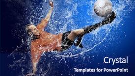  Presentation with football blue - Colorful PPT layouts enhanced with emulation - water drops around football player backdrop and a navy blue colored foreground