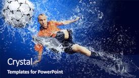  Presentation with water drops - Theme having emulation - water drops around football player background and a navy blue colored foreground