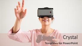  Presentation with video game 3d play games - Colorful presentation enhanced with emulation - young woman play game backdrop and a lemonade colored foreground