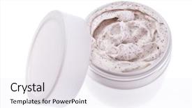  Presentation with emulsion - Amazing presentation theme having emulsion - body scrub isolated on white backdrop and a sky blue colored foreground