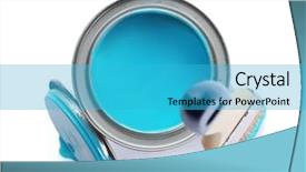  Presentation with paint brush brash and red - Presentation theme consisting of emulsion - can of blue paint background and a teal colored foreground