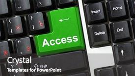  Presentation with access - Colorful slide deck enhanced with enable - keyboard green key access backdrop and a dark gray colored foreground