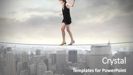  Presentation with career - Audience pleasing theme consisting of new career - woman walking on a rope backdrop and a gray colored foreground