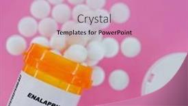  Presentation with spilling - PPT theme consisting of enalapril-rx-medicine-pills background and a coral colored foreground