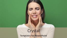  Presentation with pain - Presentation with dental pain - beautiful young woman suffering background and a coral colored foreground