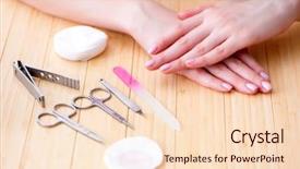  Presentation with beauty products - Theme featuring clean up files - beauty products nail care tools background and a lemonade colored foreground