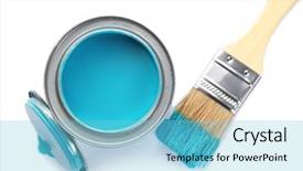  Presentation with paint brush - PPT layouts enhanced with can of blue paint background and a light blue colored foreground
