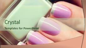  Presentation with nail art - Slide deck having nail polish art manicure nail background and a soft green colored foreground