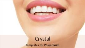  Presentation with enamel - Slide set featuring enamel dental - smiling young woman on white background and a coral colored foreground