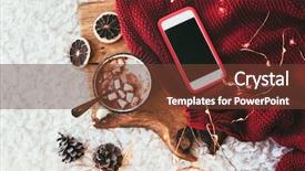  Presentation with winter scene - Colorful slide deck enhanced with winter homely scene warm knit backdrop and a tawny brown colored foreground