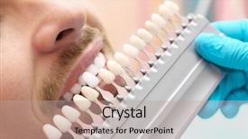  Presentation with enamel - Slide set consisting of enamel dental - dentist checking and selecting color background and a coral colored foreground