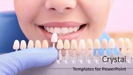  Presentation with enamel - Slide set featuring enamel dental - dentist checking and selecting color background and a light gray colored foreground