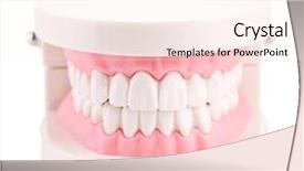  Presentation with enamel - Slide deck consisting of enamel dental - plastic human teeth models isolated background and a sky blue colored foreground