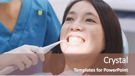  Presentation with thalassemia patients - Presentation enhanced with enamel dental - woman dentist working at her background and a  colored foreground