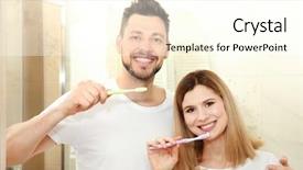  Presentation with teeth - Beautiful PPT theme featuring enamel dental - young couple brushing teeth backdrop and a cream colored foreground