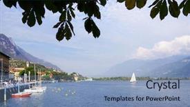  Presentation with europe trade policy - Presentation theme having enbankment - iseo lake in italy europe background and a  colored foreground