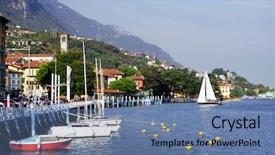  Presentation with yachting - PPT theme featuring enbankment - yachting on iseo lake italy background and a  colored foreground